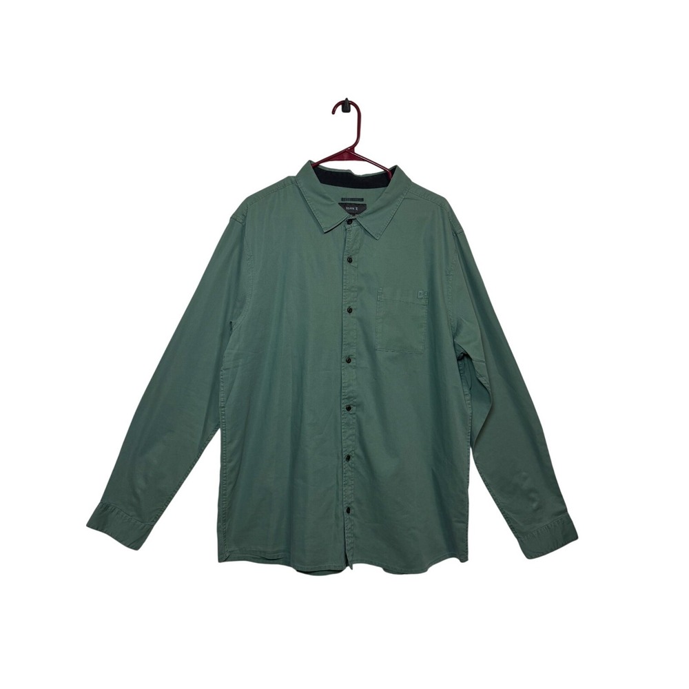 Roark Button Down Shirt Mens XL Green Organic Cotton Tencel Long Sleeve Solid